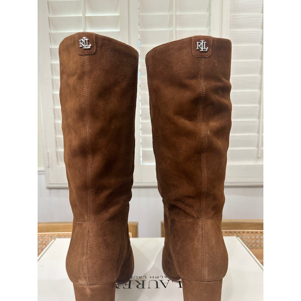 Lauren Ralph Lauren Women's Artizan Suede Tall Boots Tobacco Size 11 NIB Pull-On - Picture 12 of 16